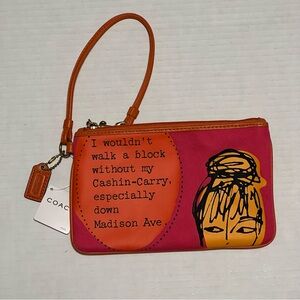 Coach Vibrant Pink and Orange Wristlet - new with tags